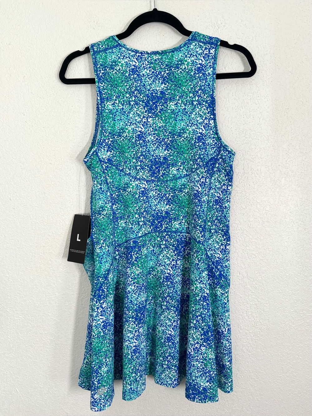 IBKUL Sleeveless Tennis Mini Dress in Spray Paint Blue Green Size Large NEW - Picture 7 of 8